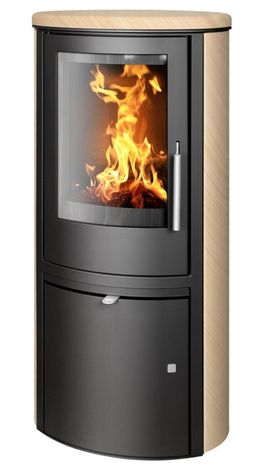 Печь-камин ABX Reno panorama, черная сталь, бразильский песчаник с верхней плитой в Златоусте